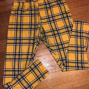 ❤️Yellow & Blue striped plaid NOBO leggings Size L